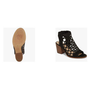 Vince Camuto Lanaira Sandal In Black Leather Size 7 M / 37 1/2